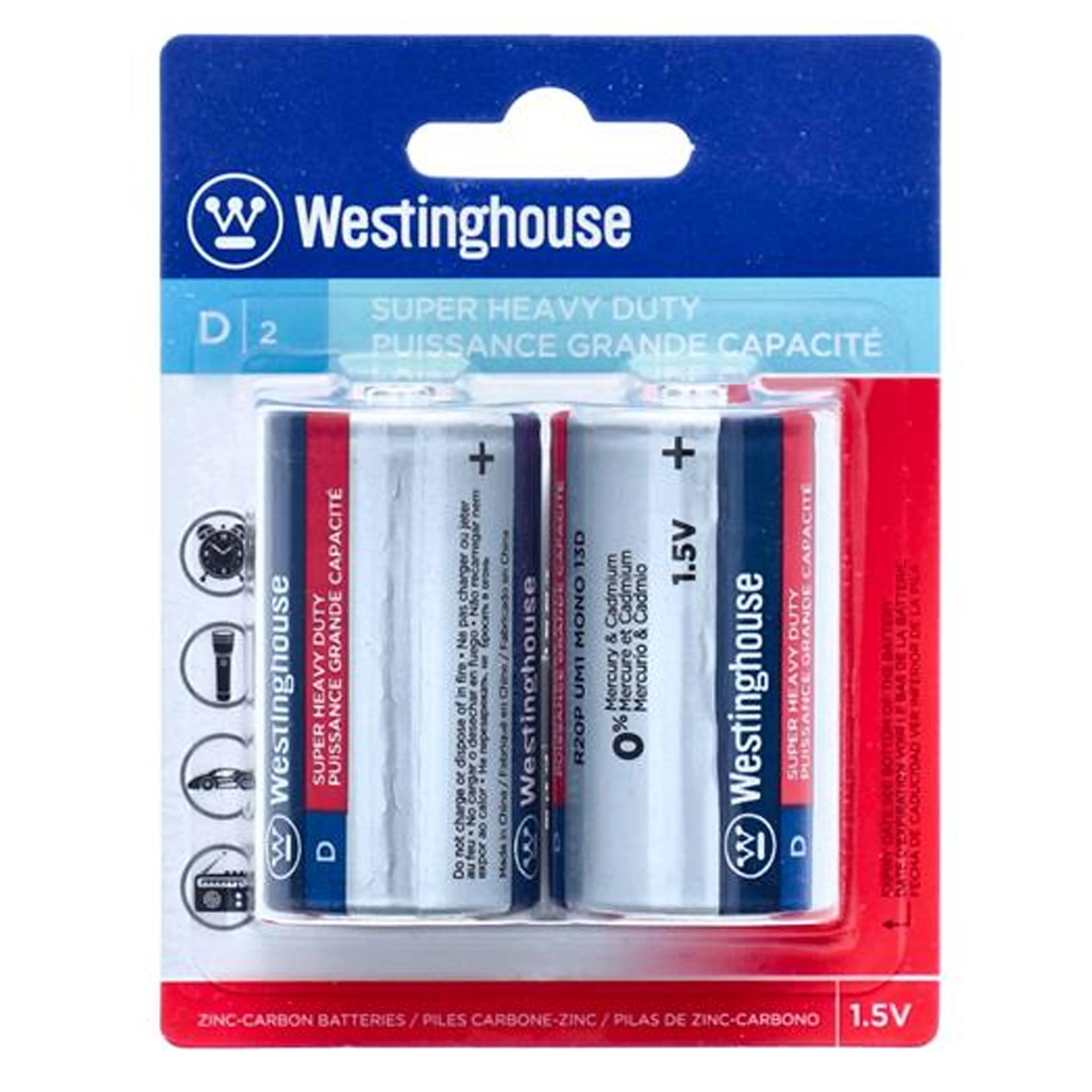 16 Pc Size D Batteries Super Heavy Duty 1.5V Zinc Carbon Power Long Lasting