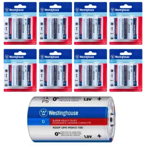 16 Pc Size D Batteries Super Heavy Duty 1.5V Zinc Carbon Power Long Lasting