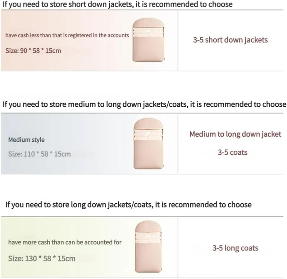 2025 New Space Saving Hanging Garment Bag with Self Compression Zipper, Upgrade Dust Cover Clothes Bags for Down Coat, Closet Organizers Heavy Duty Garment Bag Winter Coat Storage (Beige, L)