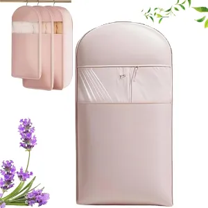 2025 Space Saving Hanging Garment Bag With Self Compression Zipper, Waterproof Dust Cover Clothes Bags For Down Coat,Space Saver Closet Organizers (Pink, M)