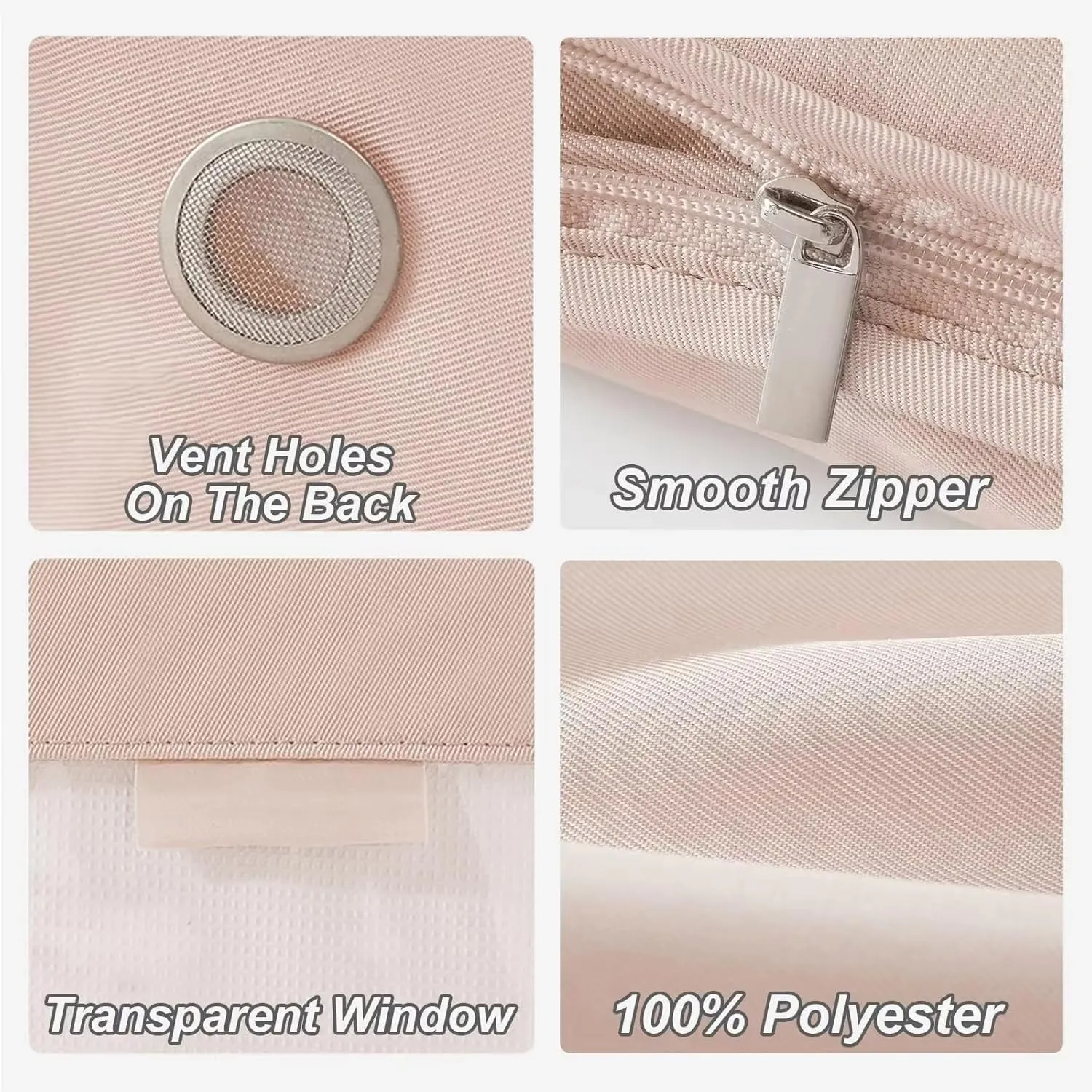 2025 Space Saving Hanging Garment Bag with Self Compression Zipper,garment bags for hanging clothes,Dust Cover Clothes Bags for Down Coat (Beige,M)