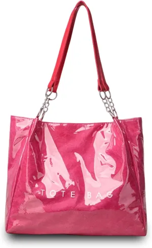 2025 Upgraded PVC Tote Bag, Women's Letters Print Tote Bag, Clear Plastic Tote ShoulderBag
