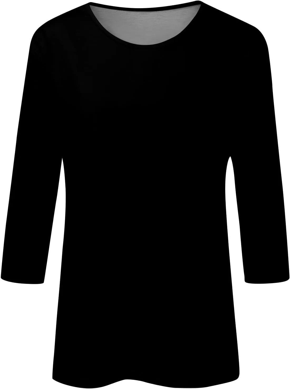 3/4 Length Sleeve Womens Tops Casual Loose Fit Crewneck T Shirts Cute Solid Three Quarter Length Tunic Tops
