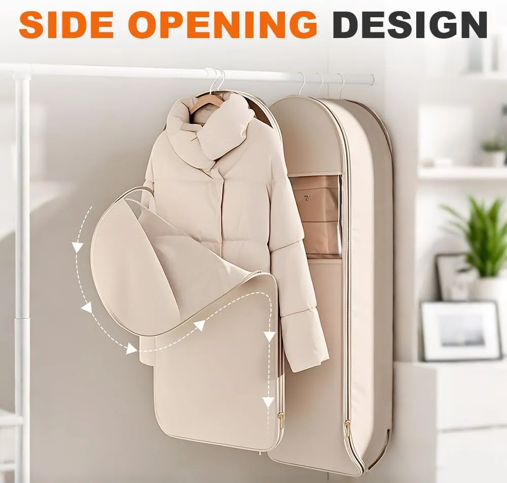 4 Pcs Space Saving Hanging Garment Bag With Self Compression Zipper,35"/43"/52" Space Saver Closet Organizers,Garment Bags For Hanging Clothes For Travel (Pink, 2 Medium 2 Large)