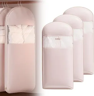 4 Pcs Space Saving Hanging Garment Bag With Self Compression Zipper,35"/43"/52" Space Saver Closet Organizers,Garment Bags For Hanging Clothes For Travel (Pink, 2 Medium 2 Large)