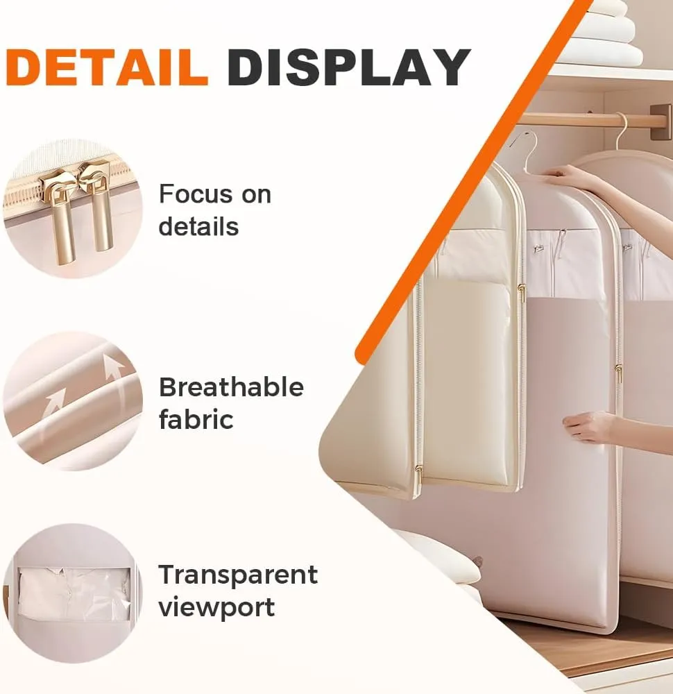 4 Pcs Space Saving Hanging Garment Bag With Self Compression Zipper,35"/43"/52" Space Saver Closet Organizers,Garment Bags For Hanging Clothes For Travel (Pink, 2 Medium 2 Large)