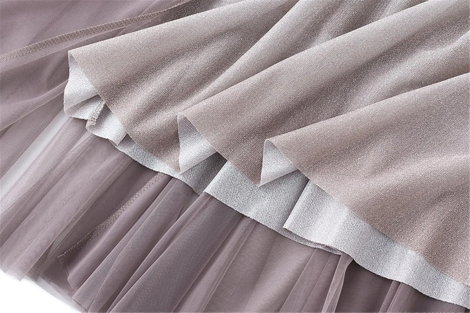 A Line Swing Midi Skirt for Women, Gradient Color Ruffles Pleated Tulle Skirts