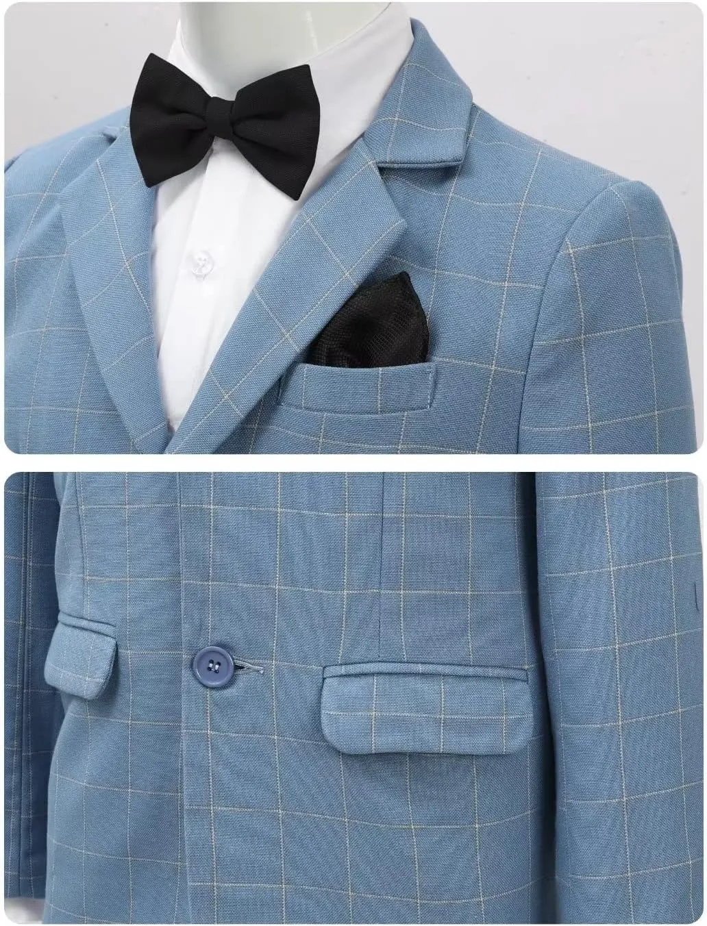 A&J DESIGN Boys' 3-Piece Suits Set Thick Jacket Pants Bow Tie Kids Plaid Formal Outfits