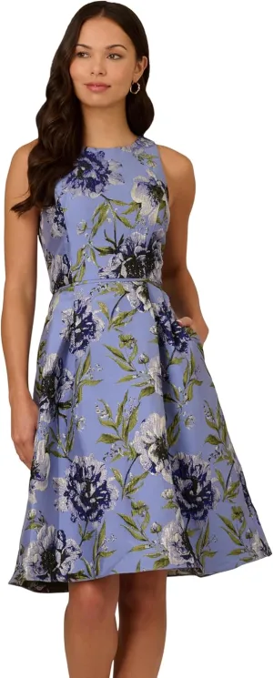 Adrianna Papell Women's Beaded Jacquard Short Dress