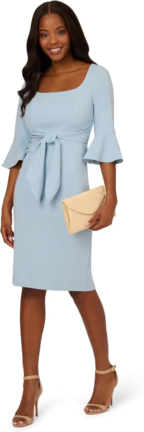 Adrianna Papell Women's Bell Sleeve Tie Front Dress