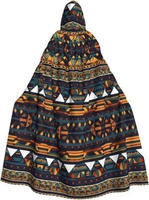 African Ethnic Pattern Print Hooded Cloak Wizard Cape Halloween Witch Costume For Men Women Cosplay Party Capes