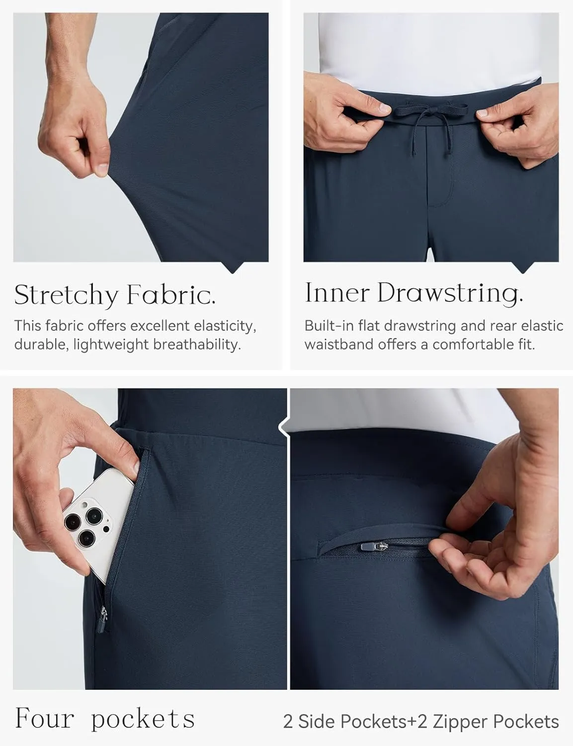 BALEAF Men's Golf Pants Stretch Relaxed Fit 30" Sweatpants with Zipper Pockets Work Casual Athletic