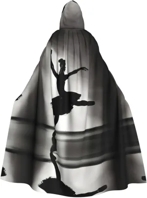 Ballerina Dance Print Hooded Cloak Wizard Cape Halloween Witch Costume For Men Women Cosplay Party Capes