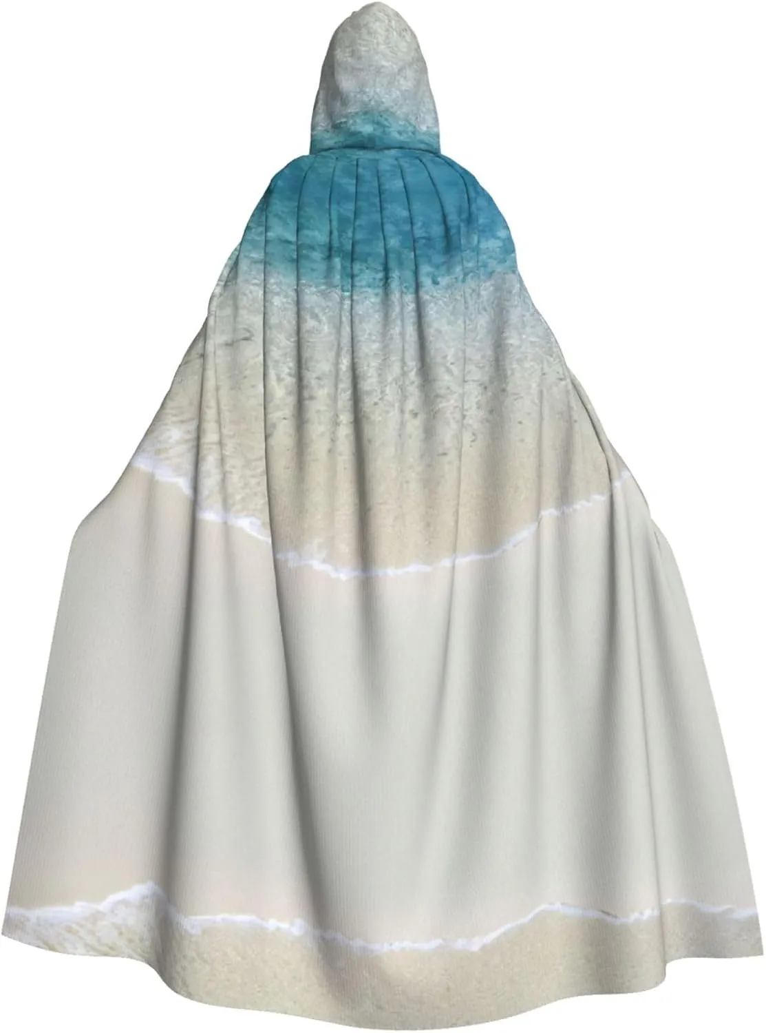 Beach Clear Sea Sand Print Long Cape Unisex Cloak With Hood Halloween Costume Cloak Adult Vampire Witch Cape