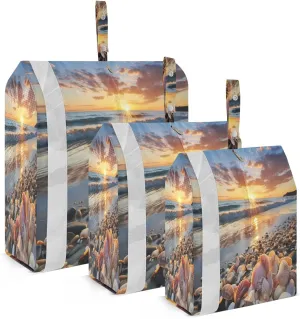 Beach Of Shells Sunrise Packing Cubes Lightweight Luggage Organizer with Handle Travel Organizer Bags for Luggage Suitcase
