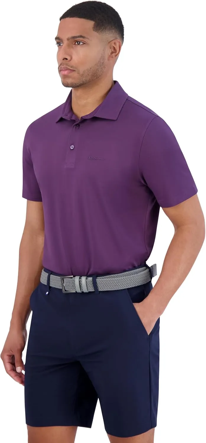 Ben Sherman Men's Pique Golf Sport Athletic Fit, UPF , Moisture-Wicking, Odor Resistant, Casual Shirt