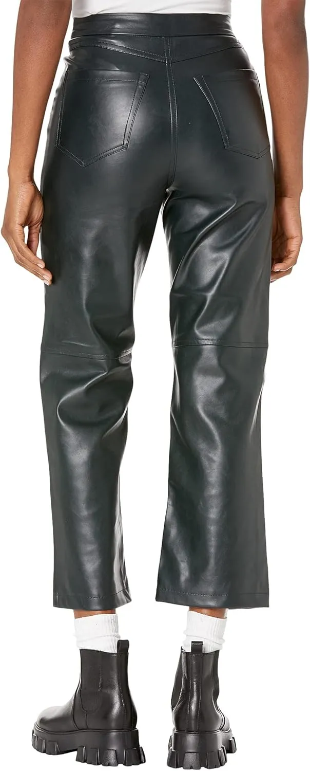 [BLANKNYC] Womens Luxury Clothing Ribcage Straight Leg Vegan Leather Pants, The Baxter Pants