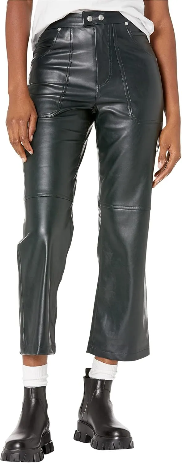 [BLANKNYC] Womens Luxury Clothing Ribcage Straight Leg Vegan Leather Pants, The Baxter Pants