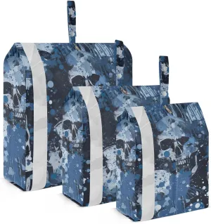 Blue Skull Paint Packing Cubes Lightweight Luggage Organizer with Handle Travel Organizer Bags for Suitcase Clothes Luggage