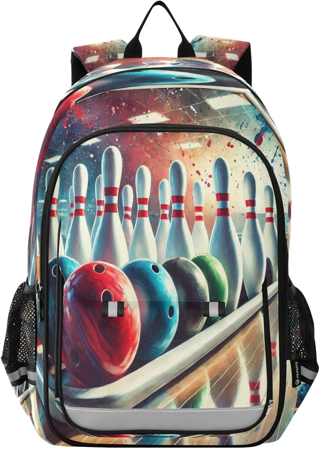 Bowling Colorful Balls Backpack for Girls Boys School Middle Bookbag Elementary Back Pack Primary Schoolbag for Kids Travel Teens Students