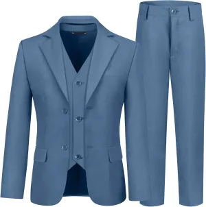 Boys' 3 Piece Suit Set with Suit Jacket, Vest, Pants, Formal Tuxedos Slim Fit Ring Bearer Outfit Size 2-20