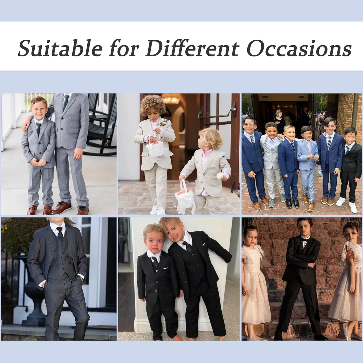 Boys' 3 Piece Suit Set with Suit Jacket, Vest, Pants, Formal Tuxedos Slim Fit Ring Bearer Outfit Size 2-20