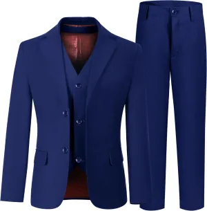 Boys' 3 Piece Suit Set with Suit Jacket, Vest, Pants, Formal Tuxedos Slim Fit Ring Bearer Outfit Size 2-20