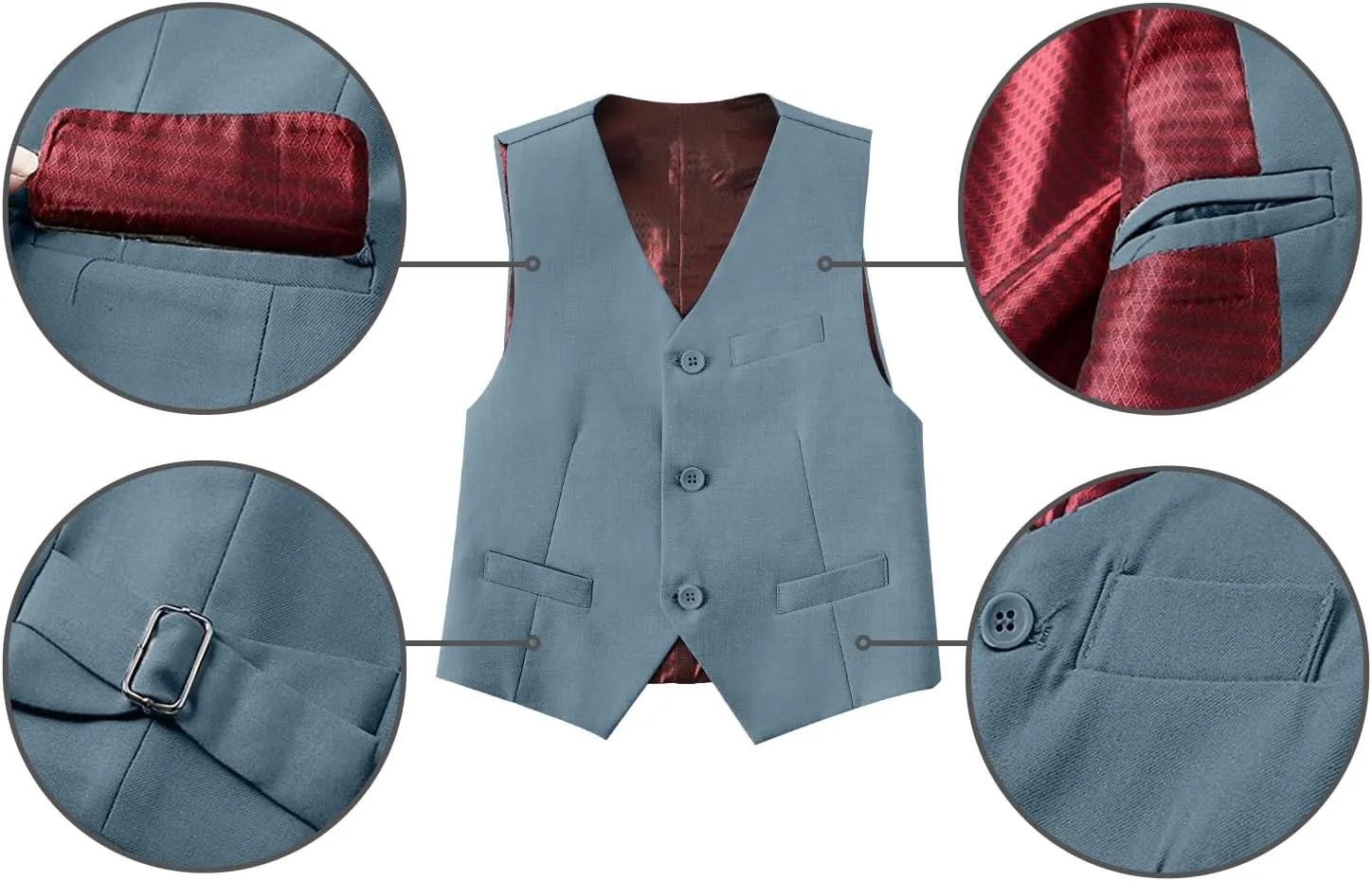 Boys Suits 5 Piece Formal Suit Set Slim Fit Formal Dress Clothes Ring Bearer Outfit for Kids