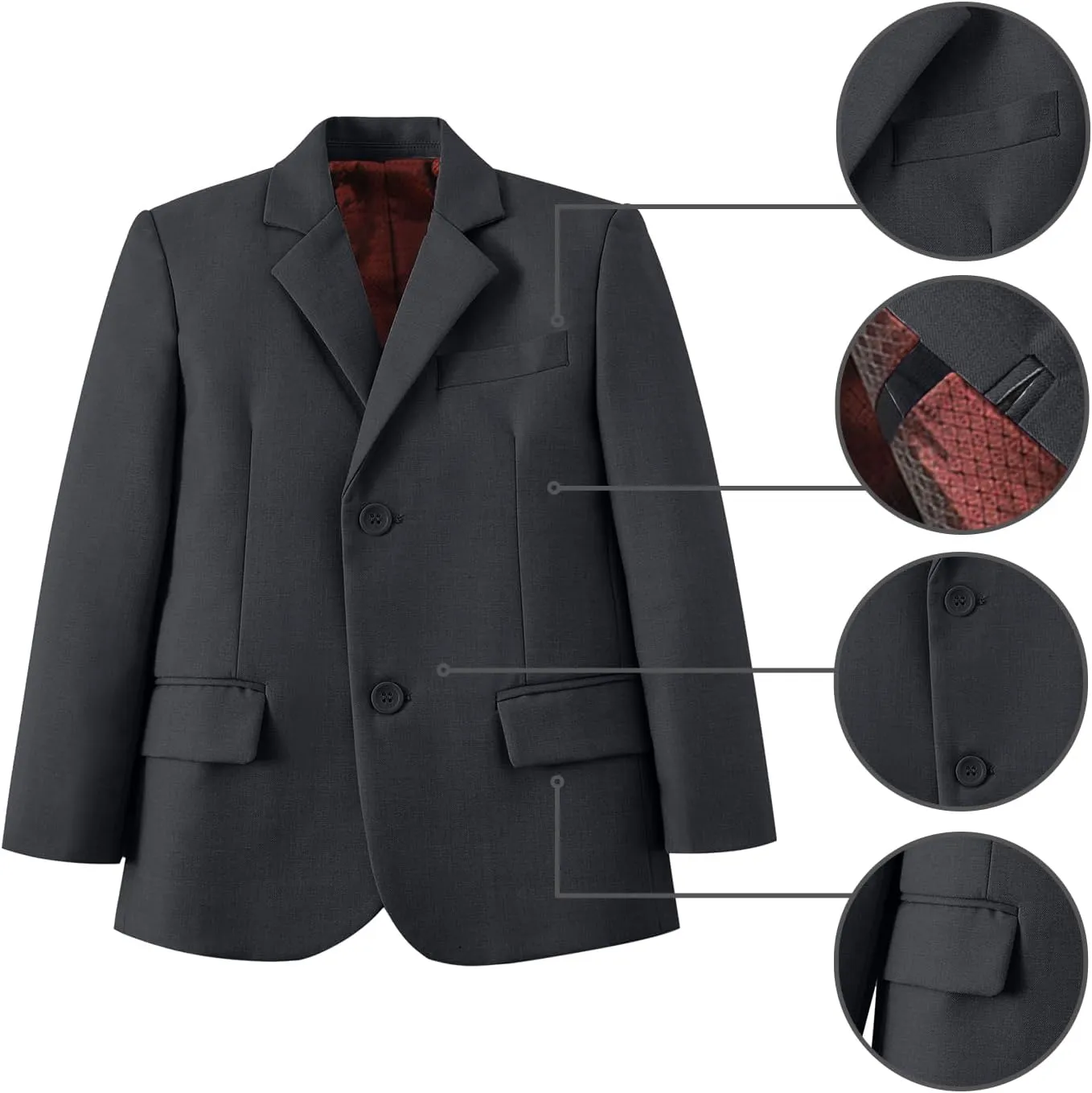 Boys Suits 5 Piece Formal Suit Set Slim Fit Formal Dress Clothes Ring Bearer Outfit for Kids