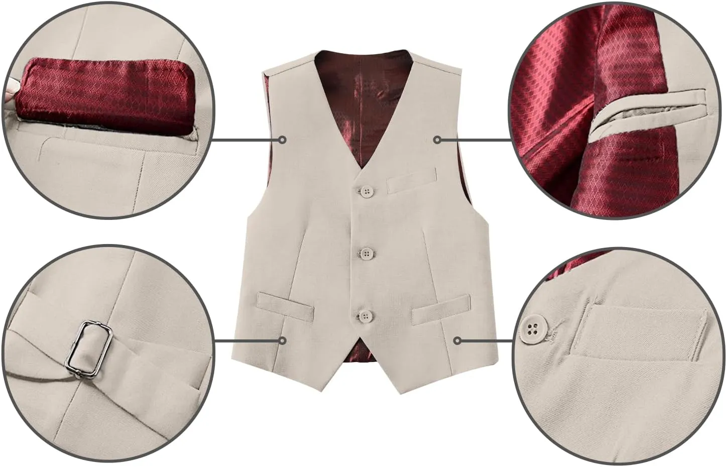 Boys Suits 5 Piece Formal Suit Set Slim Fit Formal Dress Clothes Ring Bearer Outfit for Kids
