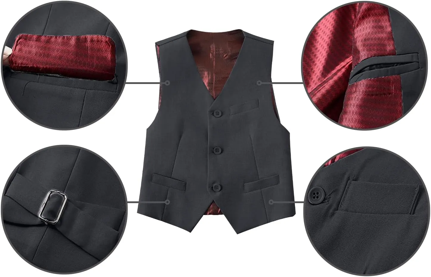 Boys Suits 5 Piece Formal Suit Set Slim Fit Formal Dress Clothes Ring Bearer Outfit for Kids