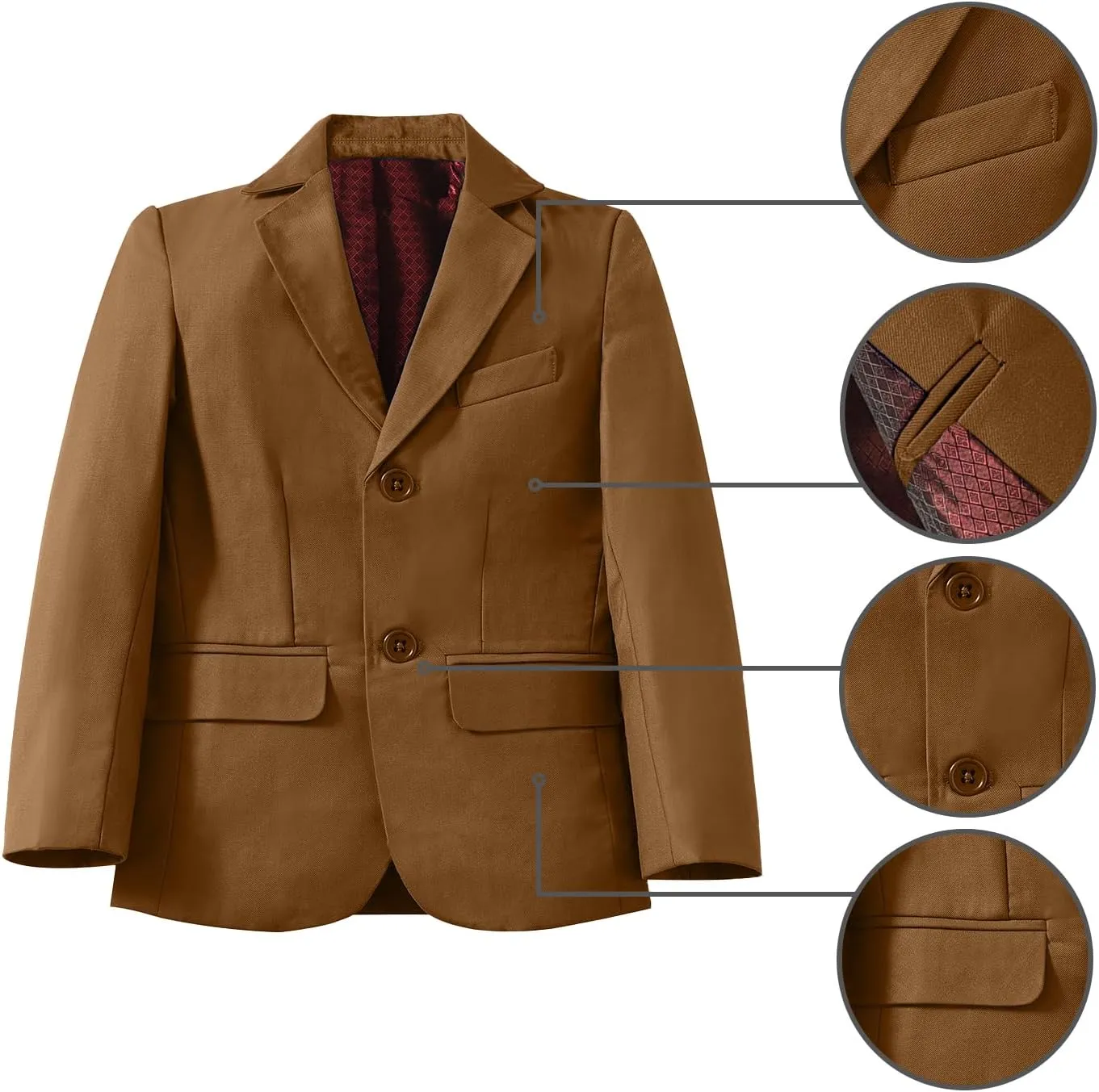 Boys Suits 5 Piece Formal Suit Set Slim Fit Formal Dress Clothes Ring Bearer Outfit for Kids
