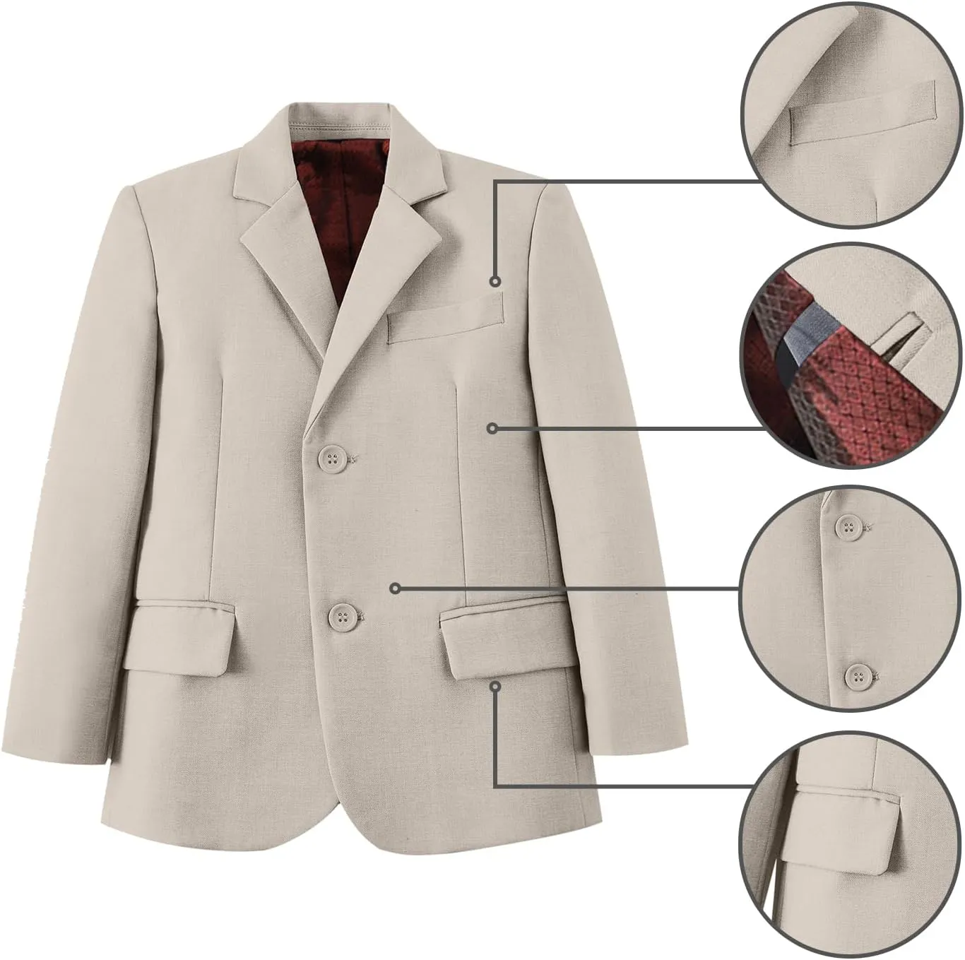 Boys Suits 5 Piece Formal Suit Set Slim Fit Formal Dress Clothes Ring Bearer Outfit for Kids
