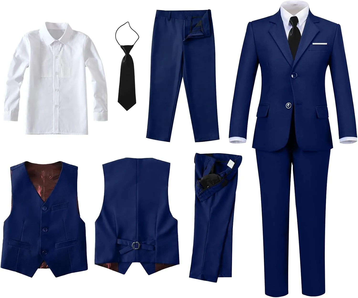Boys Suits 5 Piece Formal Suit Set Slim Fit Formal Dress Clothes Ring Bearer Outfit for Kids