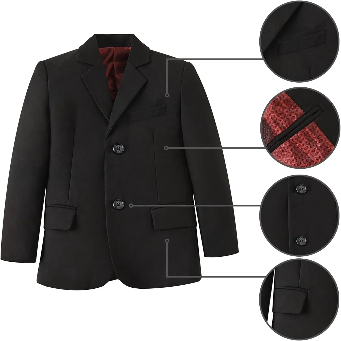 Boys Suits 5 Piece Formal Suit Set Slim Fit Formal Dress Clothes Ring Bearer Outfit for Kids