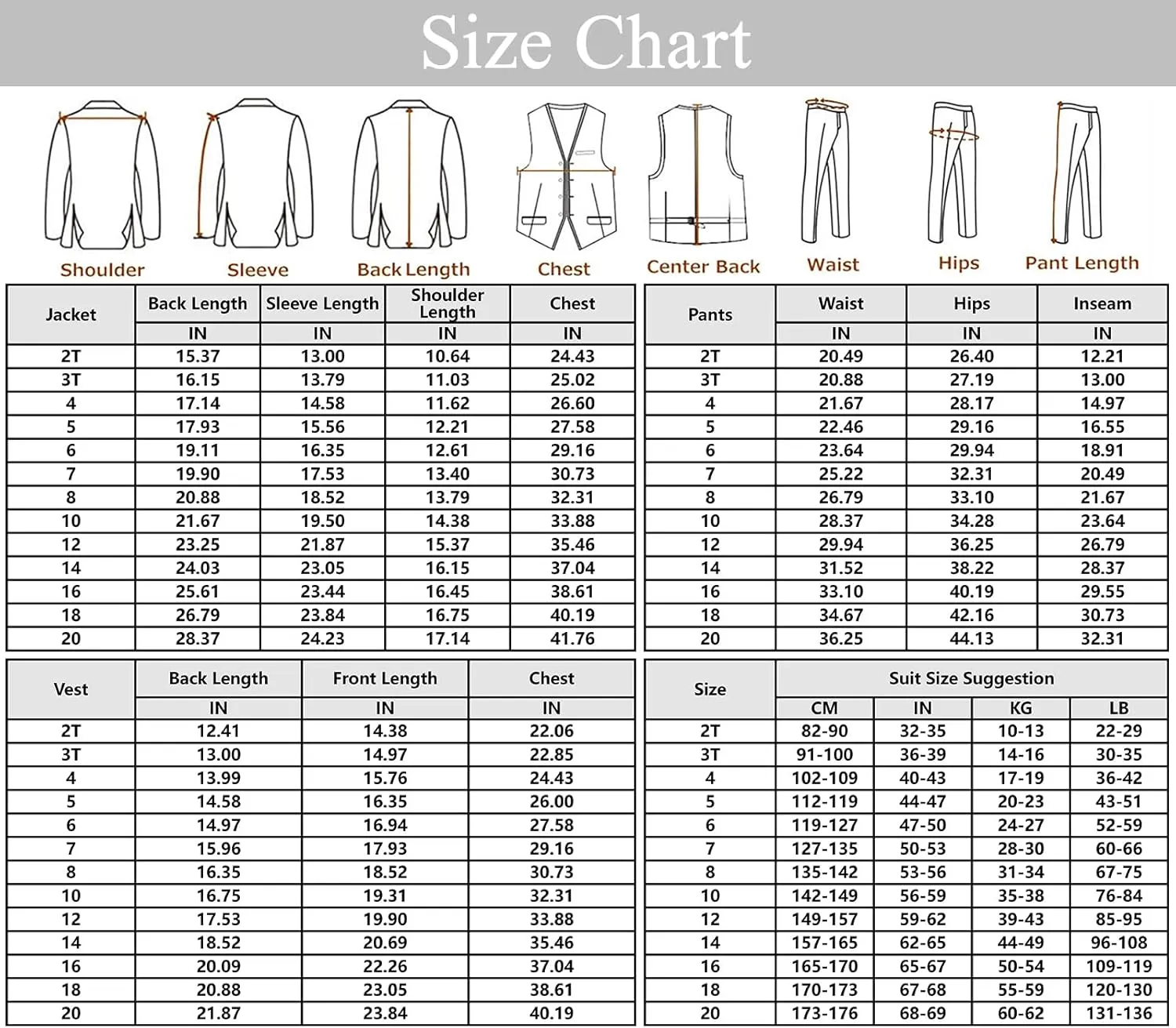 Boys Suits 5 Piece Formal Suit Set Slim Fit Formal Dress Clothes Ring Bearer Outfit for Kids