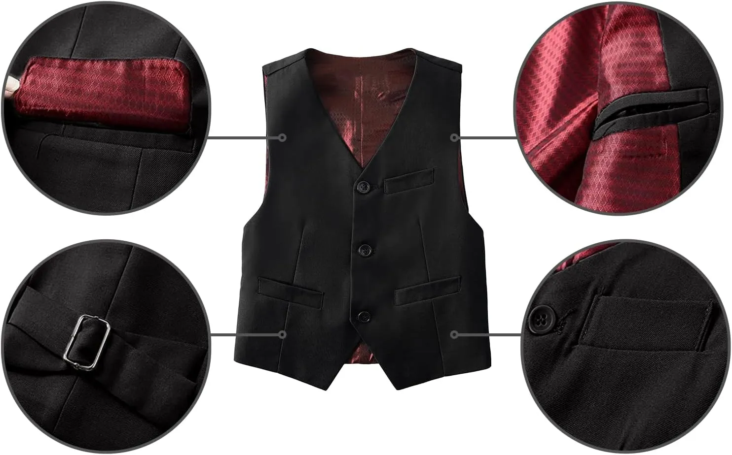 Boys Suits 5 Piece Formal Suit Set Slim Fit Formal Dress Clothes Ring Bearer Outfit for Kids