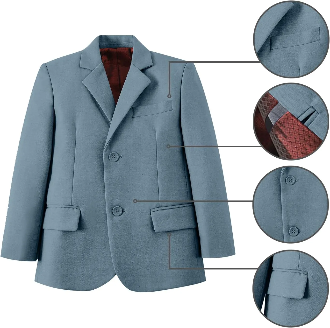 Boys Suits 5 Piece Formal Suit Set Slim Fit Formal Dress Clothes Ring Bearer Outfit for Kids