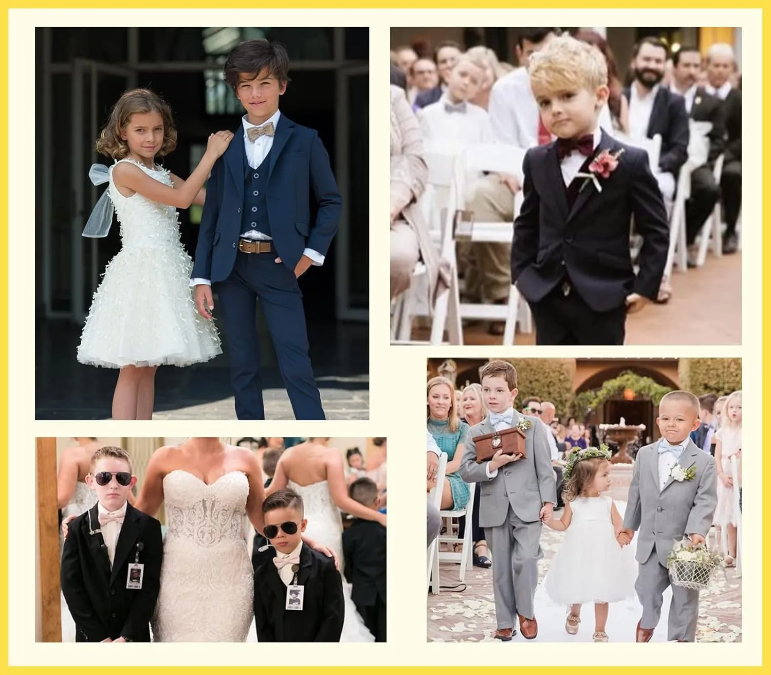 Boys Suits 5 Piece Formal Suit Set Slim Fit Formal Dress Clothes Ring Bearer Outfit for Kids