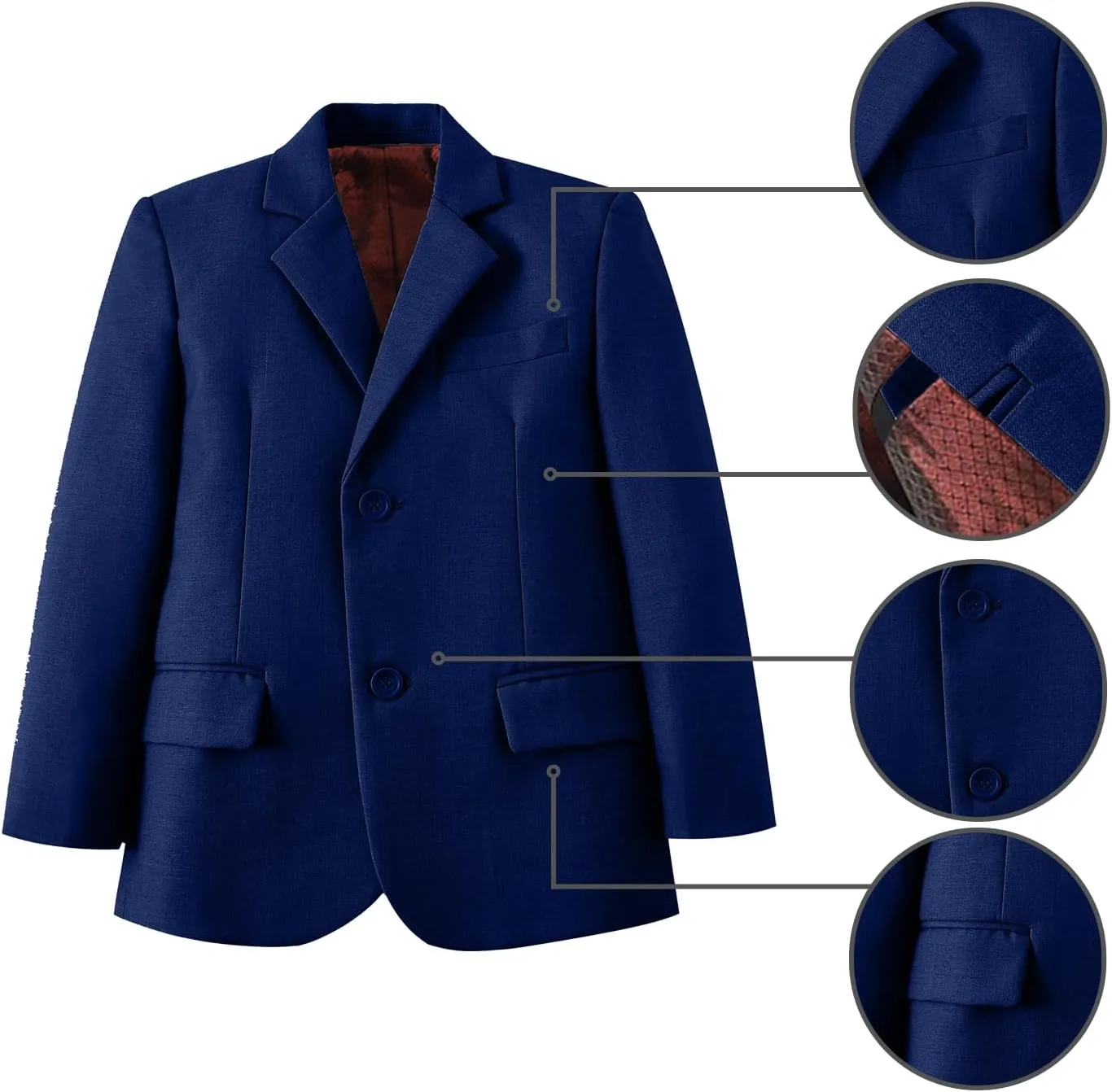 Boys Suits 5 Piece Formal Suit Set Slim Fit Formal Dress Clothes Ring Bearer Outfit for Kids