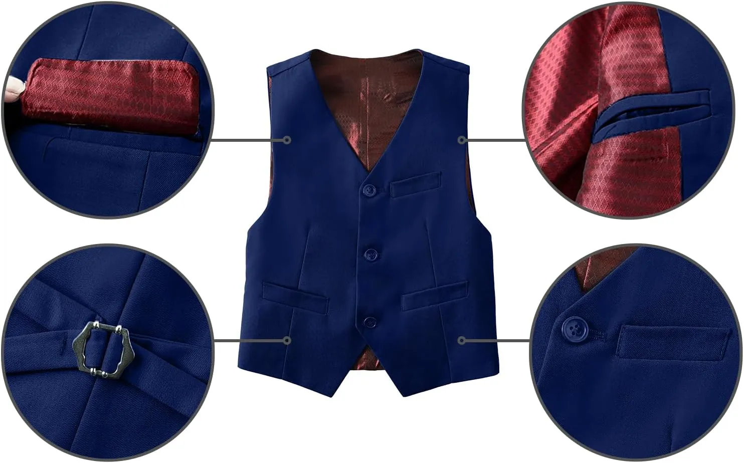 Boys Suits 5 Piece Formal Suit Set Slim Fit Formal Dress Clothes Ring Bearer Outfit for Kids