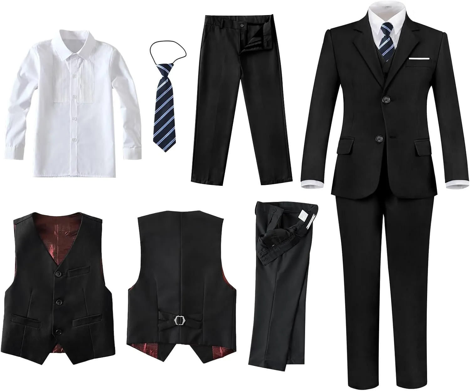Boys Suits 5 Piece Formal Suit Set Slim Fit Formal Dress Clothes Ring Bearer Outfit for Kids