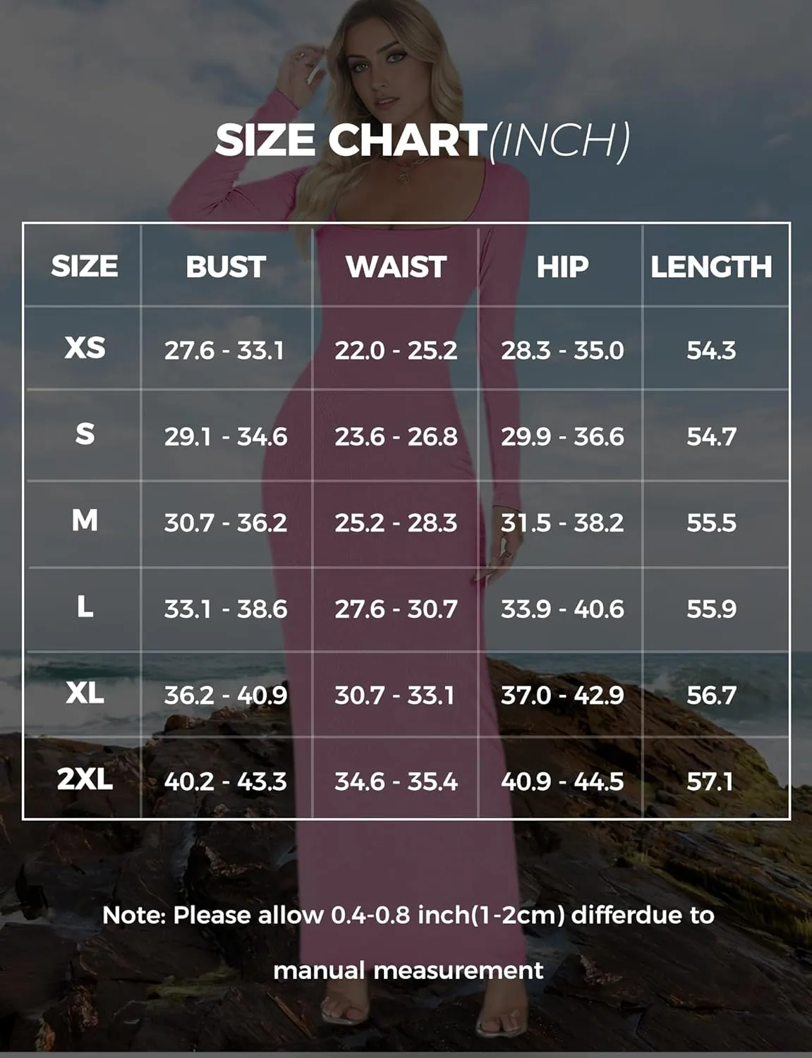 Buauty Women's Bodycon Maxi Dresses, Ribbed Square Neck Long Dress, Fall Long Sleeve Lounge Dress for Women