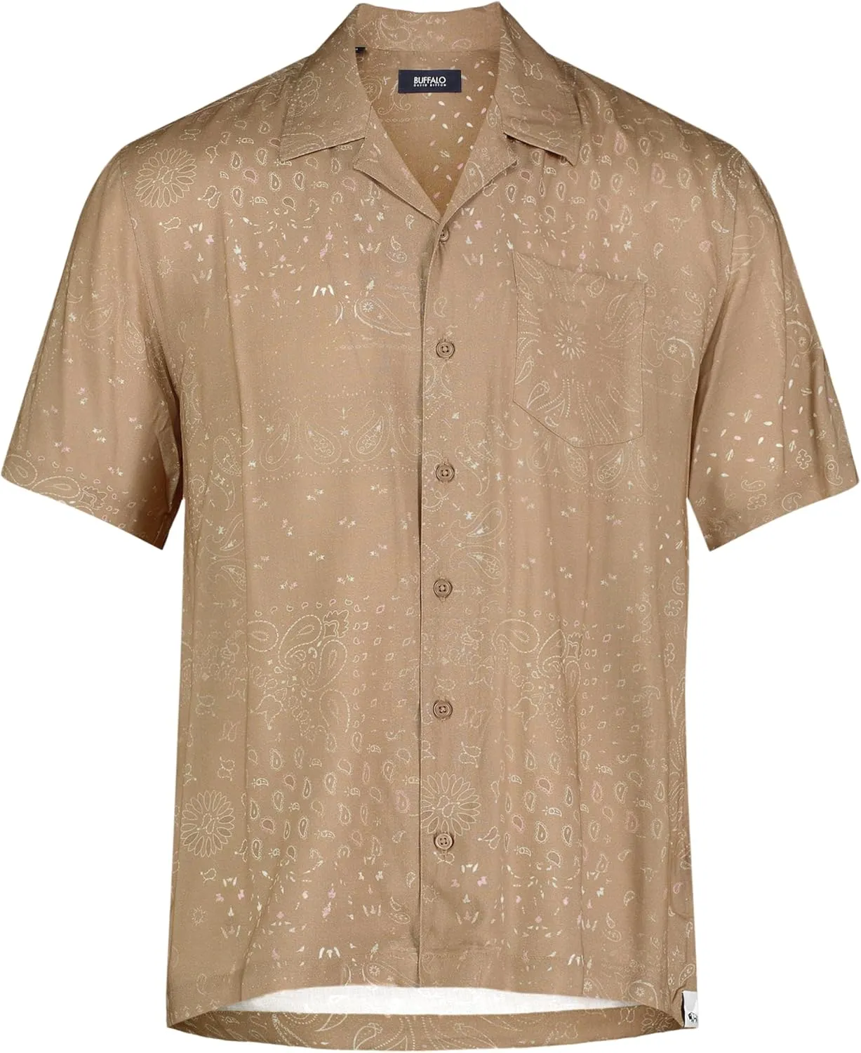 Buffalo David Bitton Men's Short Sleeve Printed Sandro Button Down Relaxed Shirt