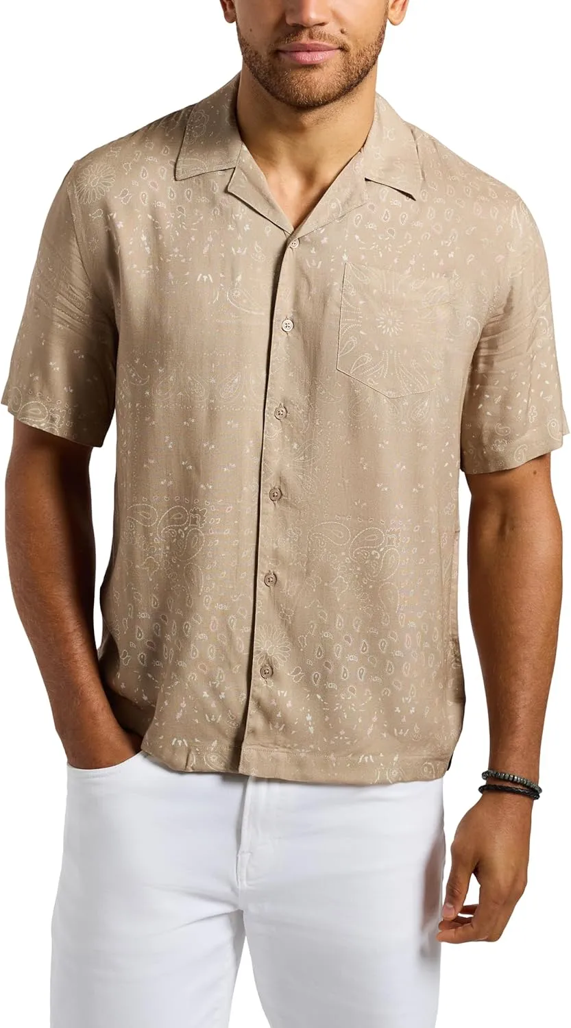 Buffalo David Bitton Men's Short Sleeve Printed Sandro Button Down Relaxed Shirt