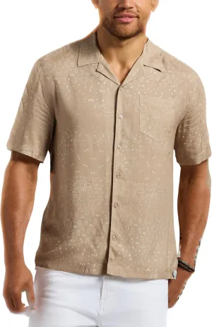 Buffalo David Bitton Men's Short Sleeve Printed Sandro Button Down Relaxed Shirt