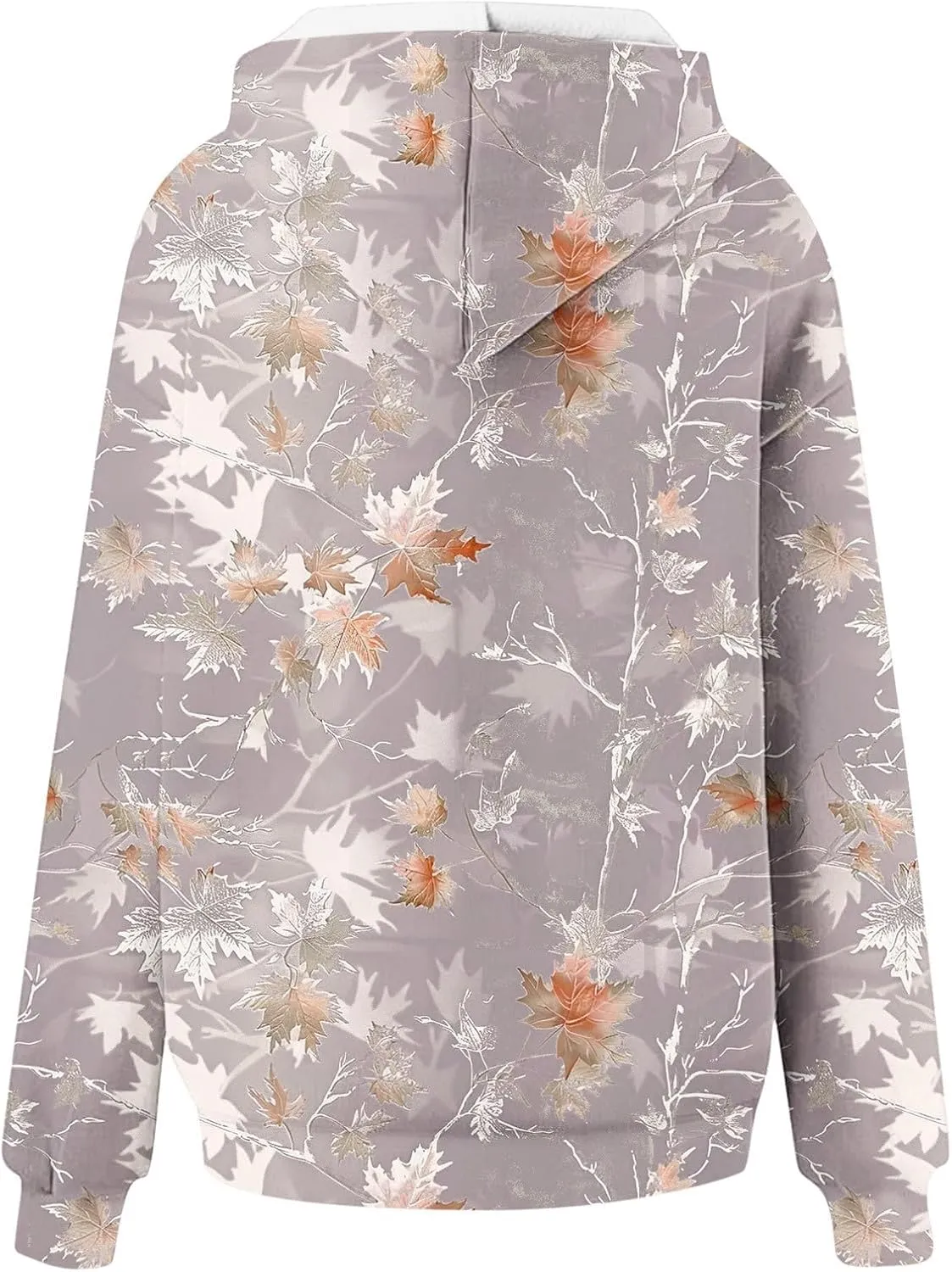Camo Hoodie Womens Maple Leaf Print Oversized Sweatshirts Casual Pullover Shirts Long Sleeve Tops with Pockets
