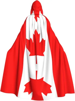 Canadian Flag Print Hooded Cloak Wizard Cape Halloween Witch Costume For Men Women Cosplay Party Capes