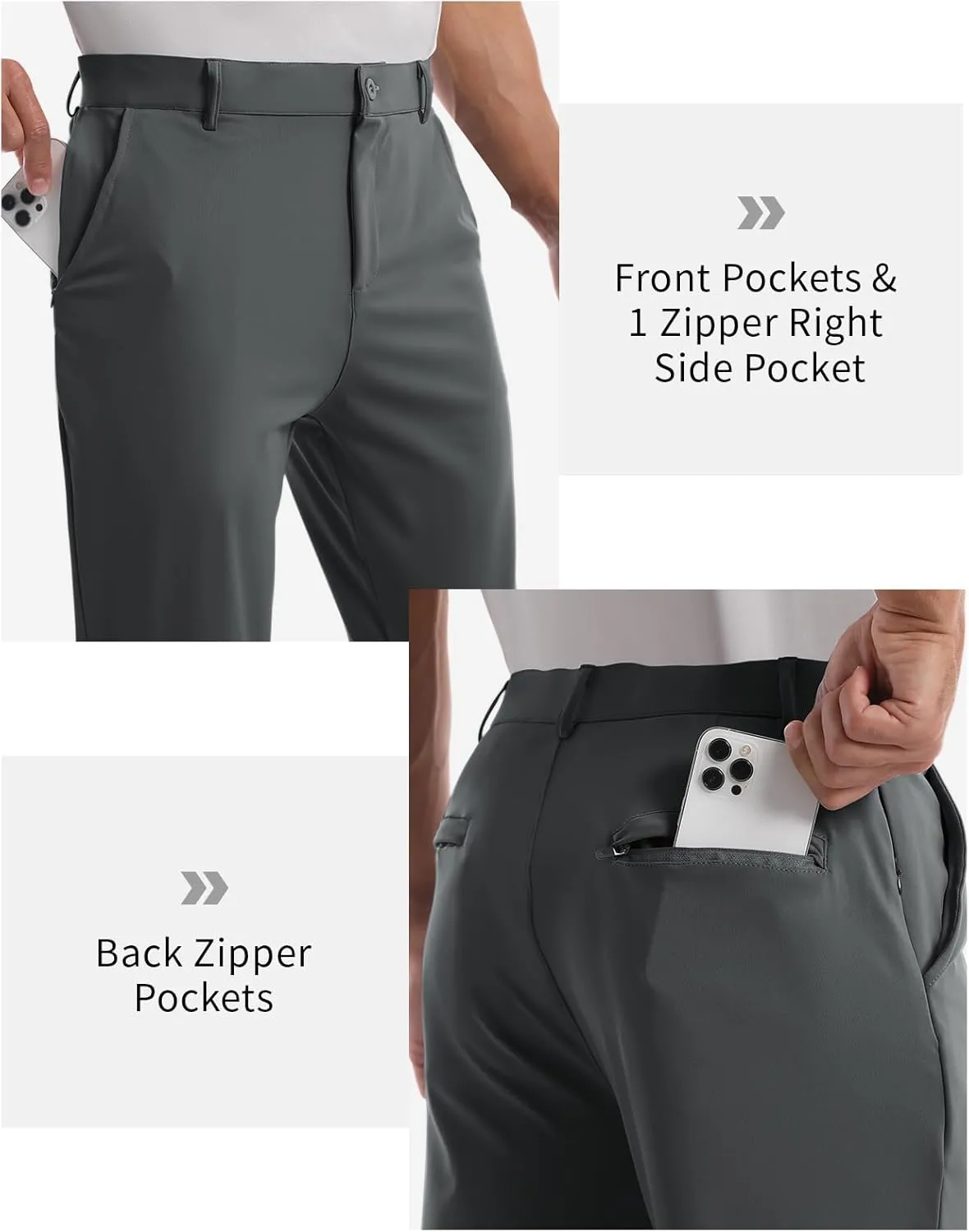 CANGHPGIN Mens Athletic Joggers with Zipper Pockets Lightweight Golf Pants Men Stretch Relaxed Fit Tapered Work Travel Pants