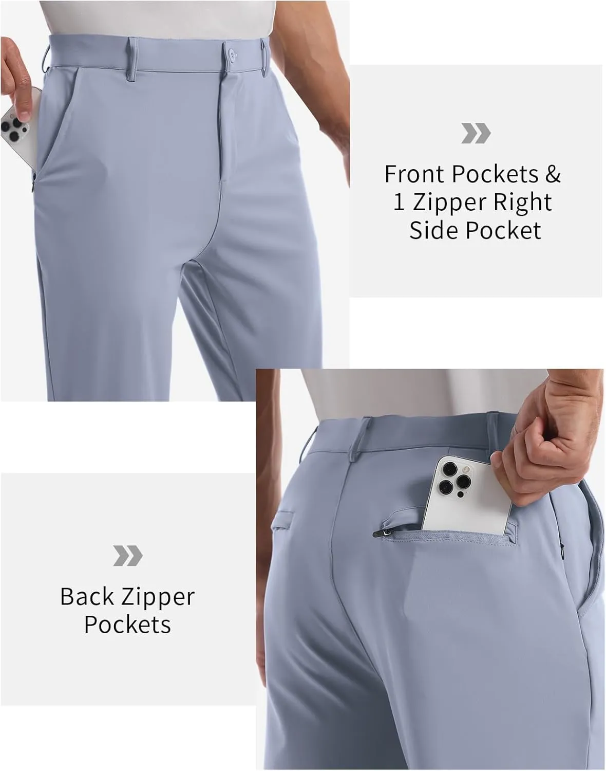 CANGHPGIN Mens Athletic Joggers with Zipper Pockets Lightweight Golf Pants Men Stretch Relaxed Fit Tapered Work Travel Pants
